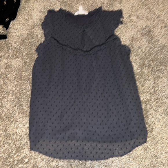 LC Lauren Conrad Mixed-Media Ruffle Tank India Ink size Medium - Picture 2 of 6